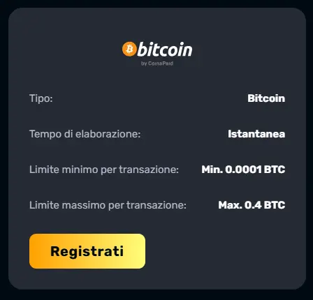 RocketPlay deposito con Bitcoin