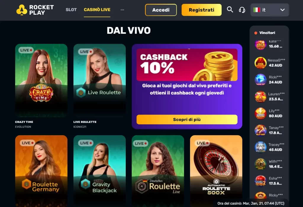 RocketPlay live casino